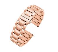 20/22mm Männer gebogenes Ende Edelstahl Metall Uhrband Uhr passend für Seiko/Timex/Citizen/Casio(C Rose gold,22mm)