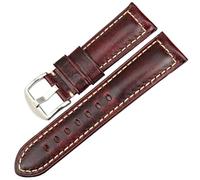20-26 mm handgefertigtes Vintage-Armband aus Ölwachs-Leder mit Dornschließe, passend for Fossil/Panerai/Tissot(Red S,26mm)