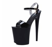 20 cm Damen High Heel Männer Plateau Pumps Sexy Stripperin Bühnenperformance Pole Dance Nachtclub Party Dance High Heels Plus Größe Unisex,Schwarz,39 EU