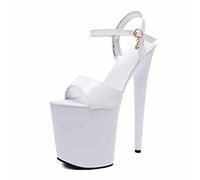 20 cm Damen High Heel Männer Plateau Pumps Sexy Stripperin Bühnenperformance Pole Dance Nachtclub Party Dance High Heels Plus Größe Unisex,Weiß,40 EU