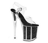 20 cm Stiletto High Heel Schuhe Damen Kristall Sexy Sandalen Damen Open Toe Pole Dance Party Abend Prom Schuhe Plus Größe Herren Pumps,Schwarz,39 EU