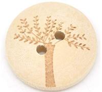 20 edle Holzknöpfe 20mm rund natur 2-Loch mit Baummotiv rund Knopf Knöpfe Holzknopf zum annähen basteln nähen scrapbooking Jackenknöpfe Blusenknöpfe Bastelknöpfe