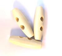 20 edle Holzknöpfe - Knebelknöpfe oval 40mm x 11mm (4,0cm x 1,1cm) hellgelb Maisseide Knebel 2 Löcher a 6,0mm je Loch - längliche Knöpfe zum annähen nähen und basteln - Jackenknöpfe Mantelknöpfe