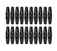 20 edle Holzknöpfe - Knebelknöpfe oval 40mm x 12mm (4,0cm x 1,2cm) schwarz Knebel 2 Löcher a 6,0mm je Loch - längliche Knöpfe zum annähen nähen basteln - Jackenknöpfe Mantelknöpfe