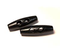 20 edle Holzknöpfe - Knebelknöpfe oval 40mm x 12mm (4,0cm x 1,2cm) schwarz Knebel 2 Löcher a 6,0mm je Loch - längliche Knöpfe zum annähen nähen basteln - Jackenknöpfe Mantelknöpfe