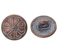 20 edle Metallknöpfe Ösenknöpfe Ø ca. 12mm rund rotkupfer Knopf Knöpfe mit Blumen-Muster kupfer Ösenloch: 2,2mm Jackenknöpfe Mantelknöpfe zum nähen annähen