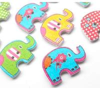 20 Holz Knöpfe Elefant bunter Mix 20x30mm zum aufnähen Löcher 1,8mm nähen annähen Jackenknöpfe Mantelknöpfe basteln Scrapbooking