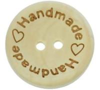 20 Holzknöpfe natur handmade mit Herz 20mm, rund, 2-Loch Knopf Knöpfe 2,0cm zum aufnähen annähen dekorieren runde Knöpfe aus Holz Zweilochknöpfe 2-Loch