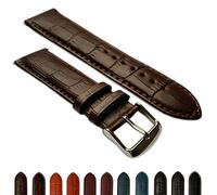 20 mm EXTRA LANG Echt Leder Mock Croc Uhrenarmband Band Herren SS gepolstert Schnalle XL hell braun/braun