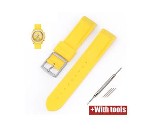 (20 mm, gelb) 20 mm gebogenes Kautschukband, geeignet für Omega X Swatch Joint Moonswatch Herren Damen