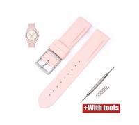 (20 mm, hellrosa) 20 mm gebogenes Kautschukband, passend für Omega X Swatch Joint Moonswatch Herren