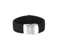 20 mm wasserdichtes Silikon-Uhrenarmband mit Faltschließe aus Edelstahl (Schwarz)