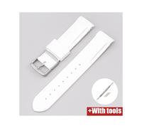 (20 mm, weiß) 20 mm gebogenes Kautschukband, passend für Omega X Swatch Joint Moonswatch Herren Damen