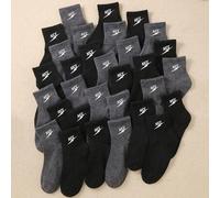 20 Paar Kinder Socken Jungen Mädchen Sportliche Knöchelsocken Schulanfang, NICE Buchstaben Blitz Muster Bequeme weiche Socken, Schwarz Grau Packung 1-