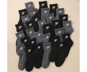 20 Paar Kinder Socken Jungen Mädchen Sportliche Knöchelsocken Schulanfang, NICE Buchstaben Blitz Muster Bequeme weiche Socken, Schwarz Grau Packung 1-