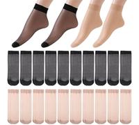 20 Paar Nylon Hohe Durchsichtige Socken Damen Transparente Strümpfe, Transparente Söckchen Transparente Socken, Ultradünne Nylon Netzstrümpfe Strümpfe Sommersocken