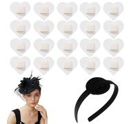 20 Pcs Felt Hair Band Pad, 2 Inch Hair Band Pad, Elastic Pads For Making Tea Party Headbands Decorations Handmade Diy Hair Ornaments (White, Heart)