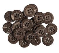20 Premium Kokosnuss Knöpfe Ø 15mm (1,5cm) braun rund Vierlochknöpfe a 2mm je Loch - 4-Lochknöpfe zum basteln nähen annähen aufnähen Bastelknöpfe Jackenknöpfe Mantelknöpfe