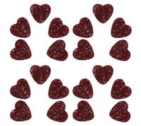 20 Stück 1-Zoll Herzknöpfe mit Schaft, mit Stoff Bezogen, rot | Strukturierte Oberfläche, Garnwicklung, 2,8x2,5x0,6cm, für Nähen, Basteln, Cardigans