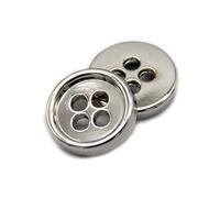 20 Stück 11mm Metallknöpfe für Kleidung Dekorationen 4 Löcher Knöpfe Nähzubehör, Silber, 11mm