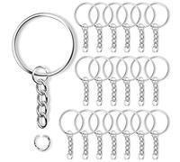 20 Stück 25mm Schlüsselring mit Spaltringe für Schlüssel Handwerk DIY, Schmuckherstellung, Kette schlüsselanhänger schlüsselringe Rostfreies Metall Silber Keyring Chain SprungRing