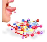 20 Stück Acryl-Zungenpiercings zu verkaufen, Zungenpiercing-Set, aus Kunststoff mit Kugelverschlüssen für einen stilvollen Look