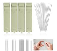 20 Stück Edelstahl Sockennadeln Set Nadelspiel 2mm 2,5mm 3mm 4mm 15cm Länge mit 4 Stück Grün Aufbewahrungstasche Klein PVC Leder Nadelspiel Set für Socken Handschuhe Hüte Schals