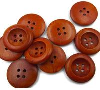 20 Stück edle Holzknöpfe 25mm rund 4 Löcher Knopf braun rotbraun lasiert Knopf Nähen Basteln zum annähen aufnähen Bastelknöpfe mit edler Wölbung am Rand