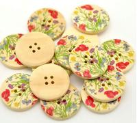 20 Stück edle Holzknöpfe Blumenmotiv 30mm natur 4-Loch rund Knopf Knöpfe Holzknopf zum annähen basteln nähen scrapbooking Jackenknöpfe Blusenknöpfe Bastelknöpfe
