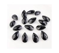 20 Stück Einzelloch-Charms, Kristall-Tropfen-Anhänger, grün, 13 x 22 mm, Glastropfenperlen for Handarbeit(Nero)
