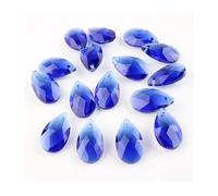 20 Stück Einzelloch-Charms, Kristall-Tropfen-Anhänger, grün, 13 x 22 mm, Glastropfenperlen for Handarbeit(Middle blue)