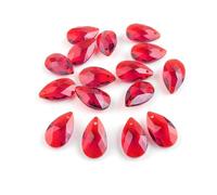 20 Stück Einzelloch-Charms, Kristall-Tropfen-Anhänger, grün, 13 x 22 mm, Glastropfenperlen for Handarbeit(Red)