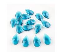 20 Stück Einzelloch-Charms, Kristall-Tropfen-Anhänger, grün, 13 x 22 mm, Glastropfenperlen for Handarbeit(Hole blue)