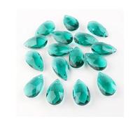 20 Stück Einzelloch-Charms, Kristall-Tropfen-Anhänger, grün, 13 x 22 mm, Glastropfenperlen for Handarbeit(Hole green)
