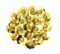 20 Stück goldene Pailletten, 3,8 cm, Blumen, Perlenapplikation, Kristall-Perlenmischung, Blumenapplikation, zum Aufnähen auf Stoff, Patch, DIY-Kleidungsstück, Zubehör, Stoff, Stirnband, Dekor
