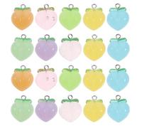 20 Stück Kunstharz Fruchtanhänger Pfirsich Charme für Schmuckherstellung | Candyfarben Sortiert, für Scrapbooking und Handy Deko, mit Jump Rings, Ketten, Clips, Fäden Zufällige Farbe