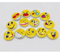 20 Stück lustige, bunte Holzknöpfe Motiv Smiley 20mm mit 2 Löcher Bastelknöpfe Kinderkleidung runde Knöpfe zum annähen nähen aufnähen basteln scrapbooking
