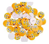 20 Stück lustige, bunte Holzknöpfe Motiv Smiley 25mm mit 2 Löcher Bastelknöpfe Kinderkleidung runde Knöpfe zum annähen nähen aufnähen basteln scrapbooking