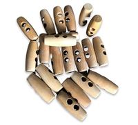 20 Stück natürliche 22mm Holz Knöpfe aus Olivenholz unbehandelt hergestellt in Portugal oval Knebel mit 2 Löchern