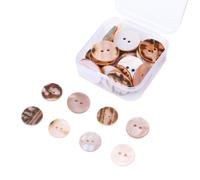 20 Stück Perlmutt Knöpfe, Natürliche Muschel Knöpfe zum Annähen mit Durchsichtiger Kunststoffbox, Schimmernde Flache Knopf 20mm für DIY Nähen und Buttons Selber Machen