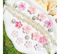 20 Stück rosa Blumen-Perlenketten-Schuhanhänger, DIY-Dekorationszubehör für perforierte Hausschuhe, perfektes Geburtstags-, Party- und Feiertagsgesche