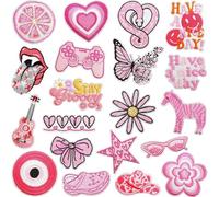 20 Stück Rosa Liebe Python Stickerei Patch Schmetterling Bügelbild Aufbügler Iron On Sew On Flicken Aufkleber Applikation DIY Bügelbilder für T-Shirt Rucksäcke Kleidung Taschen Jacken Hut Dekoration