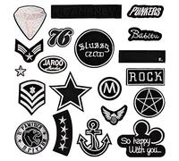 20 Stück schwarze bestickte Flicken zum Aufbügeln für Kleidung, Zubehör für Kleidung, Mini-Patches zum Aufbügeln, für Reparatur und Dekoration von Hosen, Jacken, Rucksäcken, schwarz, 20cm*15cm*1cm