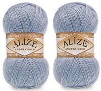 20 % Wolle, 80 % Acryl, weiches Garn, Alize, Angora, Goldgarn, Häkeln, 200 g, 1204 m, Spitze, Handstricken, türkisches Garn (221 Denim Melange)
