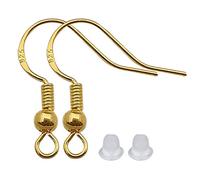 200 Stück/100 Paar 925 Gold Hypoallergene Ohrringhaken Fischhaken Ohrdrähte Französisch Drahthaken Schmuck Erkenntnisse Ohrring Teile DIY Herstellung mit 200 PCS Clear Rubber Backs (11782)