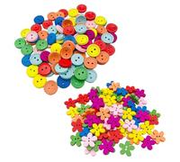 200 Stück bunte Holzknöpfe, Pflaumenfarbene Knöpfe mit Doppelloch, handgefertigte Holzknöpfe zum Nähen, flache Knöpfe, runde Knöpfe für Mäntel, Pullover und DIY-Projekte.