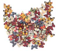 200 Stück Gemischte Farben Holzknöpfe, 22mm 2 Löcher Schmetterling Dekorative Knöpfe, Multicolor Holz Tasten Schmetterlingsknöpfe,Bastelknöpfe Nähknopf Kinderknöpfe zum Nähen,Handwerk,DIY Basteln,Deko
