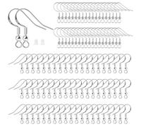 200 Stück Ohrring Haken Set, Ohrringe Selber Machen Set, 925 Sterling Silber Ohrhaken mit 100 Silikon Ohrring Stopper, Ohrringe Basteln für DIY Ohrhänger Schmuckherstellun - Silber