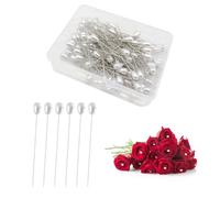 200 Stück Weiß Stecknadeln mit Kopf,Weiß Stecknadel aus Rostfreiem,Runde Faux Perle Kopf Nadeln,Zum handwerklichen Nähen,Falten,Dekorieren von Teilen,Befestigen bei der Perückenherstellung