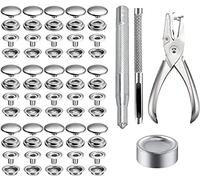 200pcs Metall Druckknopf Set, BetterJonny 15mm Edelstahl Nähfreie Druckknöpfe Snap mit 4 Befestigungswerkzeugen Zange für Leder Jacken Jeans Handtaschen (Silber)
